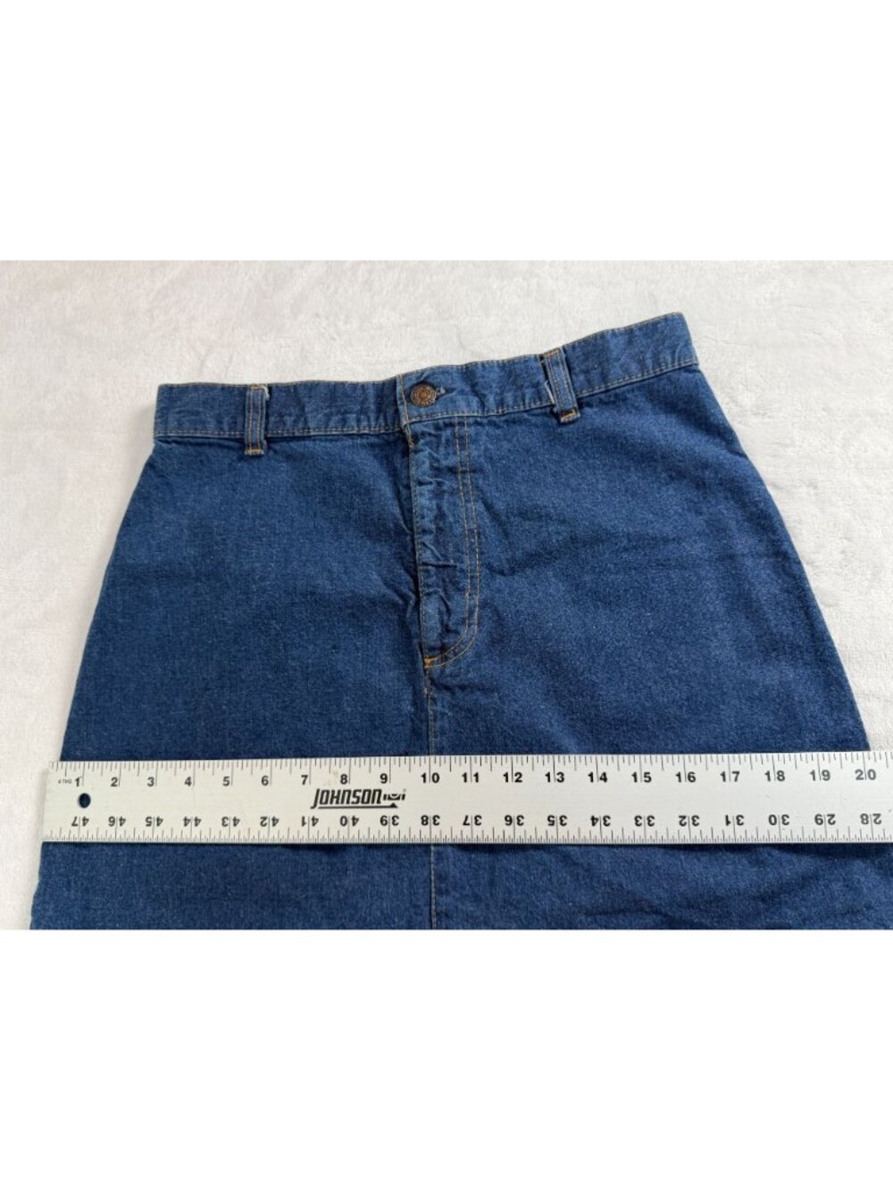 RARE Vintage Levis Denim Midi Skirt Farmers & Mechanics Patch Blue High-Waist 9 - Picture 8 of 10